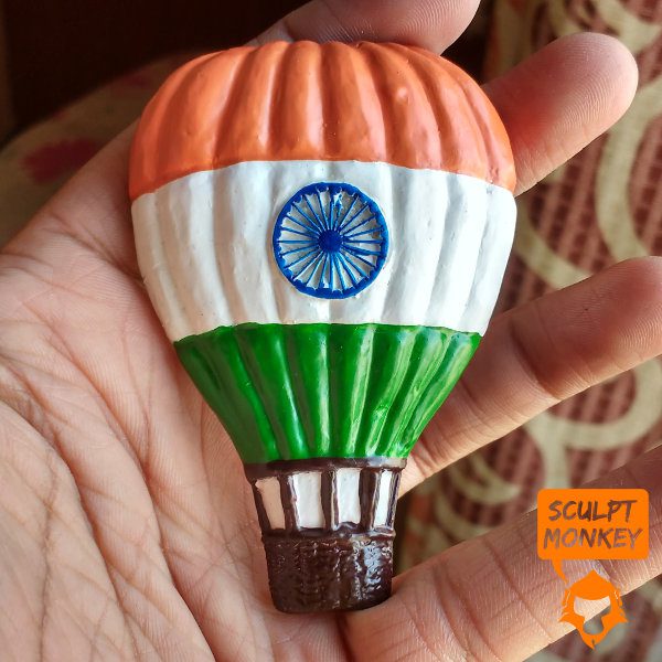 Indian Flag Hot Air Balloon Fridge Magnet