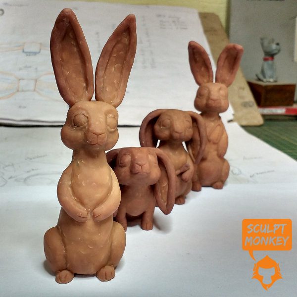 Custom Bunny Figurines - Baked Lined up