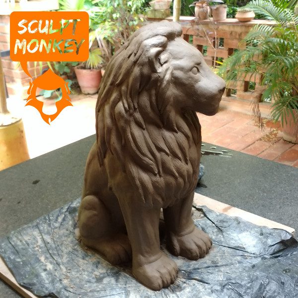 Stoneware Lions - Raw Clay Single