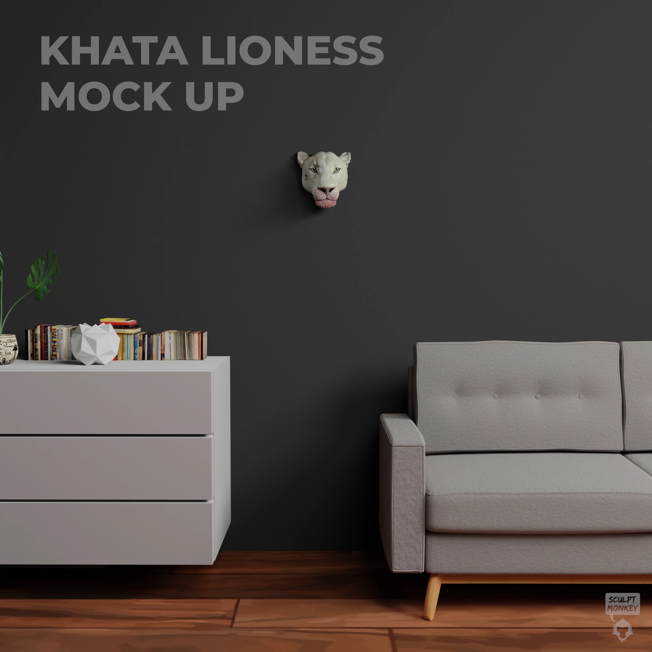 Khata Lioness Sculptural Wall Hanging - Mock Up